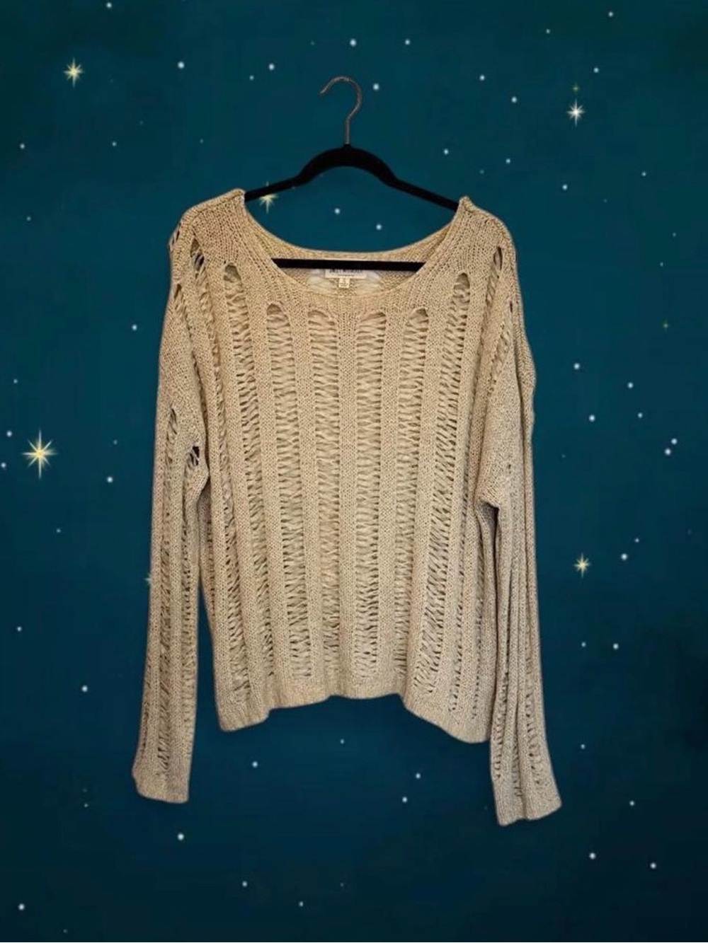 SWEET WANDERER Slouchy Sweater Boho Grunge Oversized Open Knit Lightweight XL